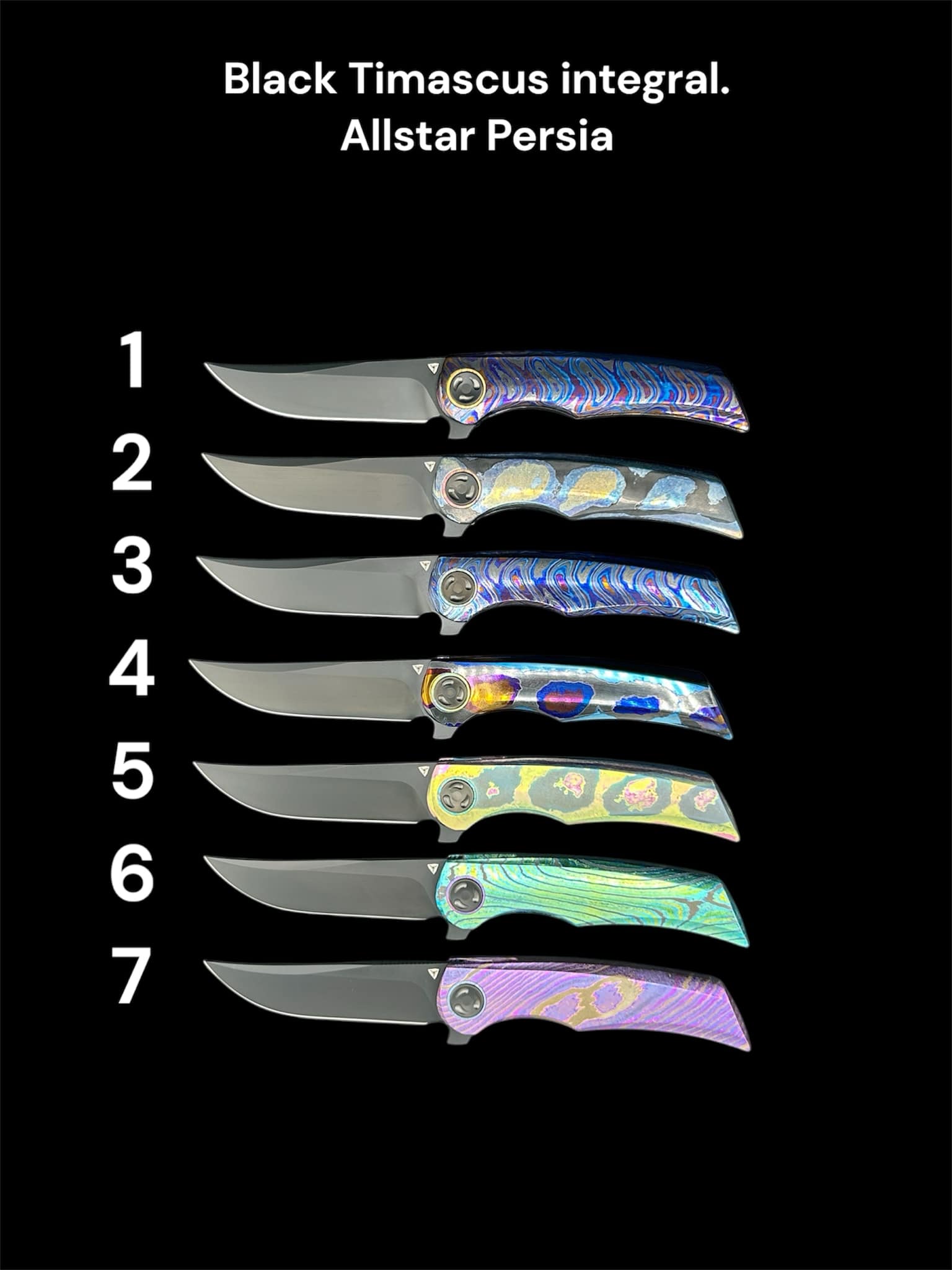 Tuya Allstar Persia-Black Timascus-T1750F - TuyaKnife US Sales and